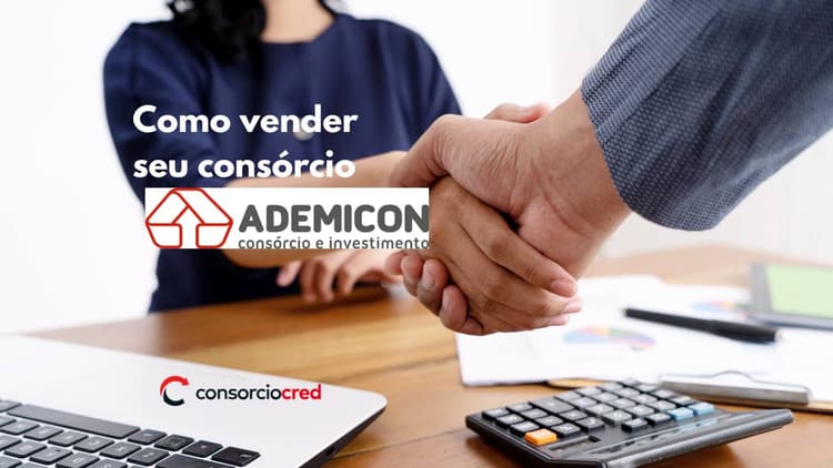Duas mãos se apertando representando negócio fechado, com o símbolo da Ademicon a frente
